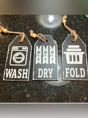 Wash Dry Fold Laundry Room Wooden Signs